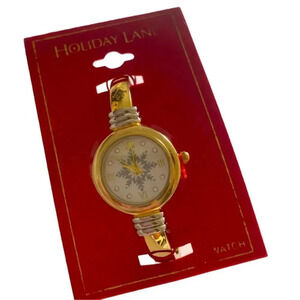 Christmas Snow Flake Gold Plated Watch Cuff